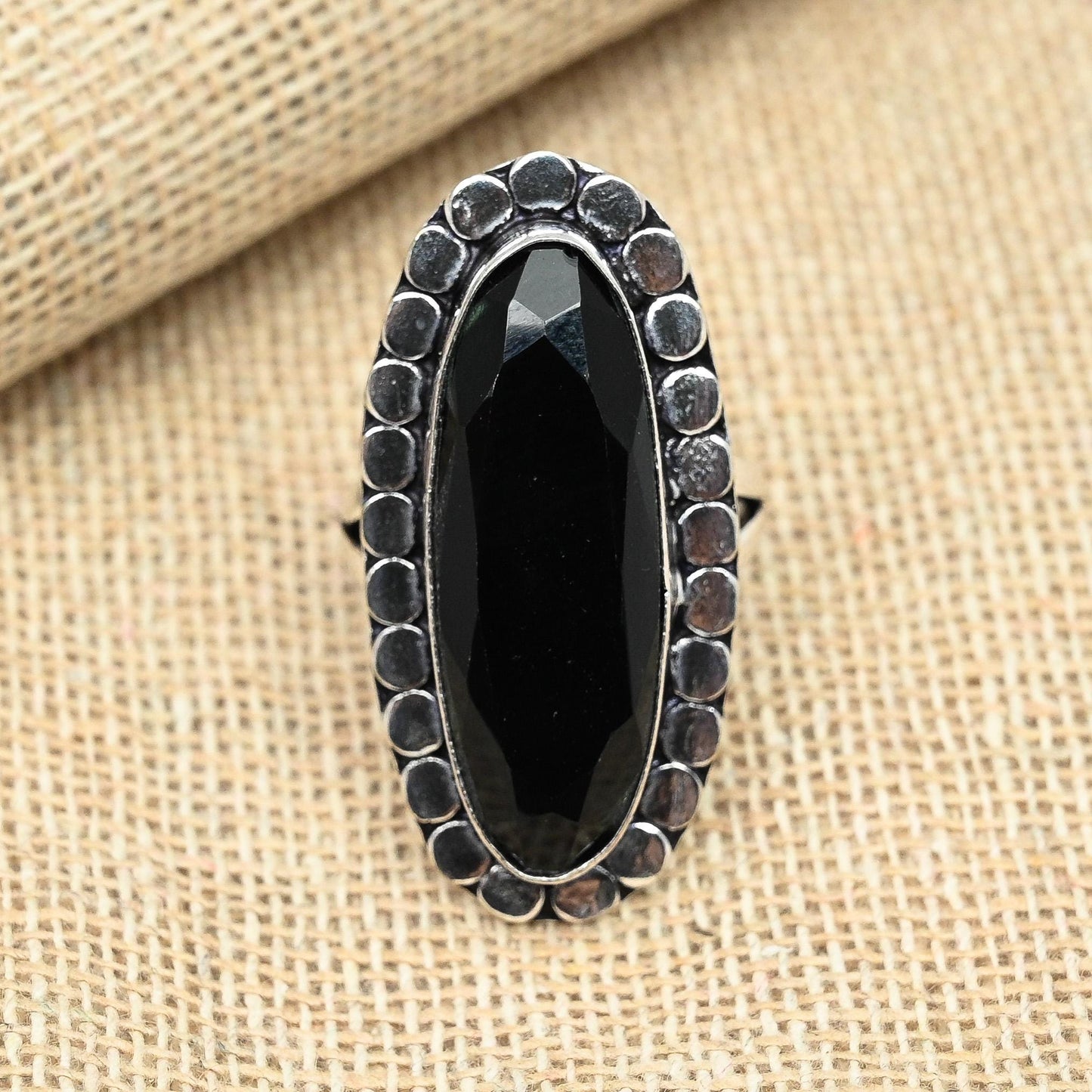 Black Spinel Sterling Silver Ring