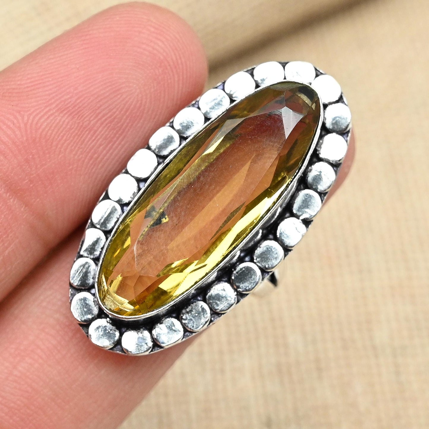Yellow Citrine Sterling Silver Ring