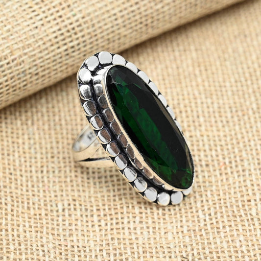Green Chrome Diopside Sterling Silver Ring