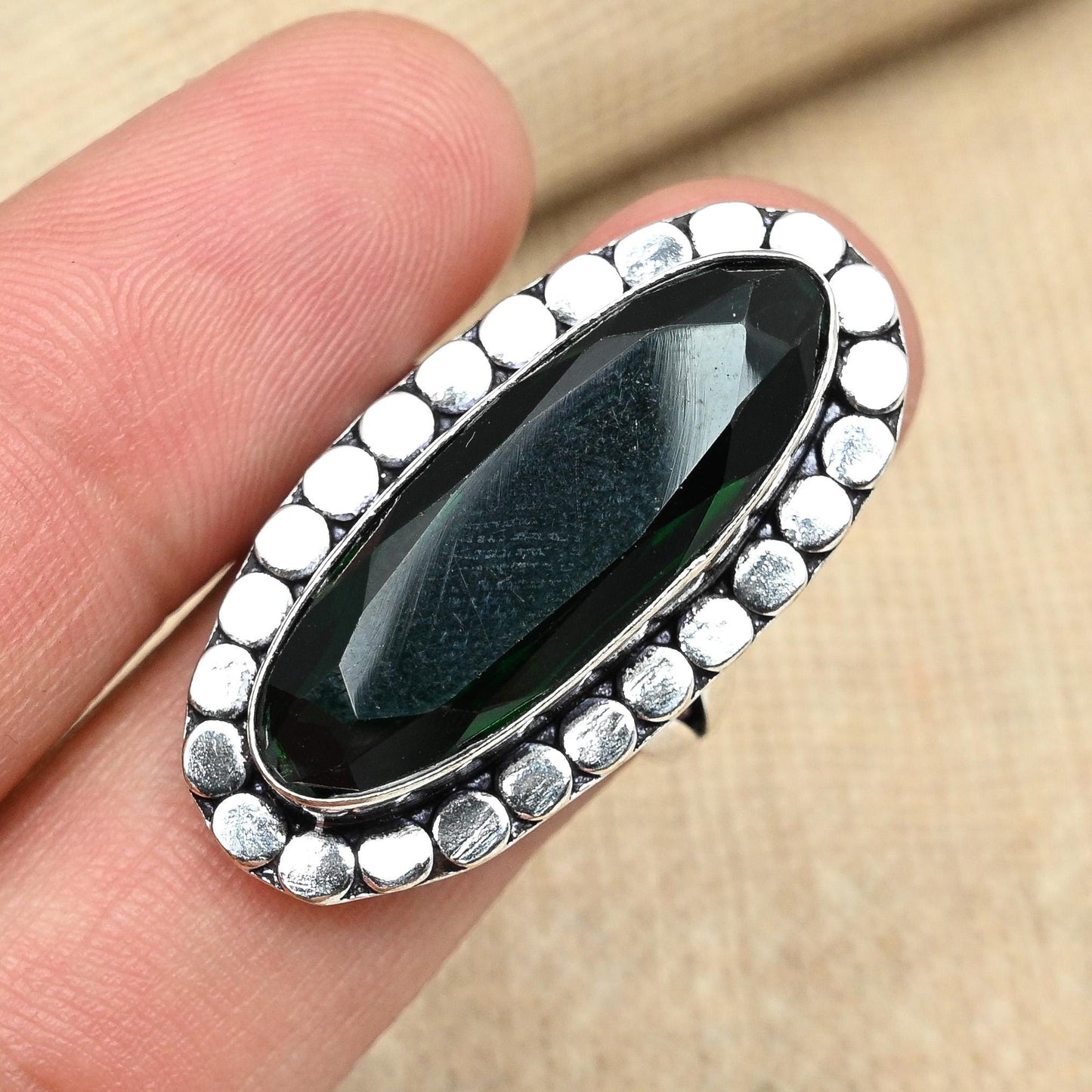 Green Chrome Diopside Sterling Silver Ring