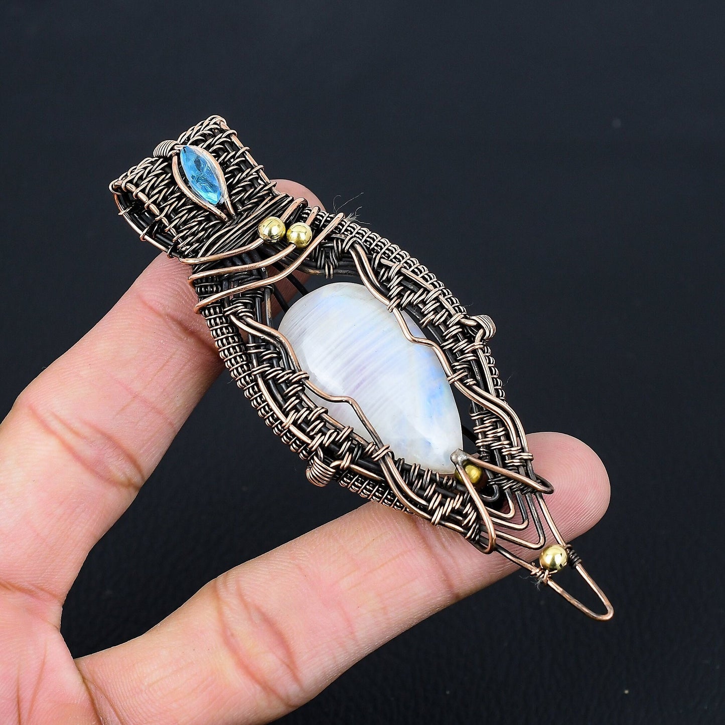 Blue Rainbow Moonstone Gemstone Pendant