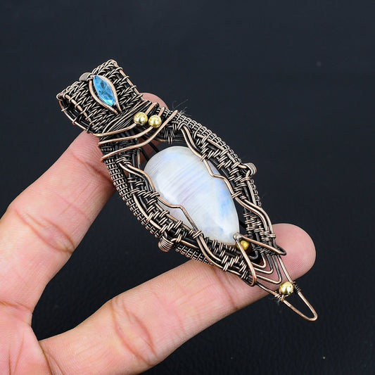 Blue Rainbow Moonstone Gemstone Pendant