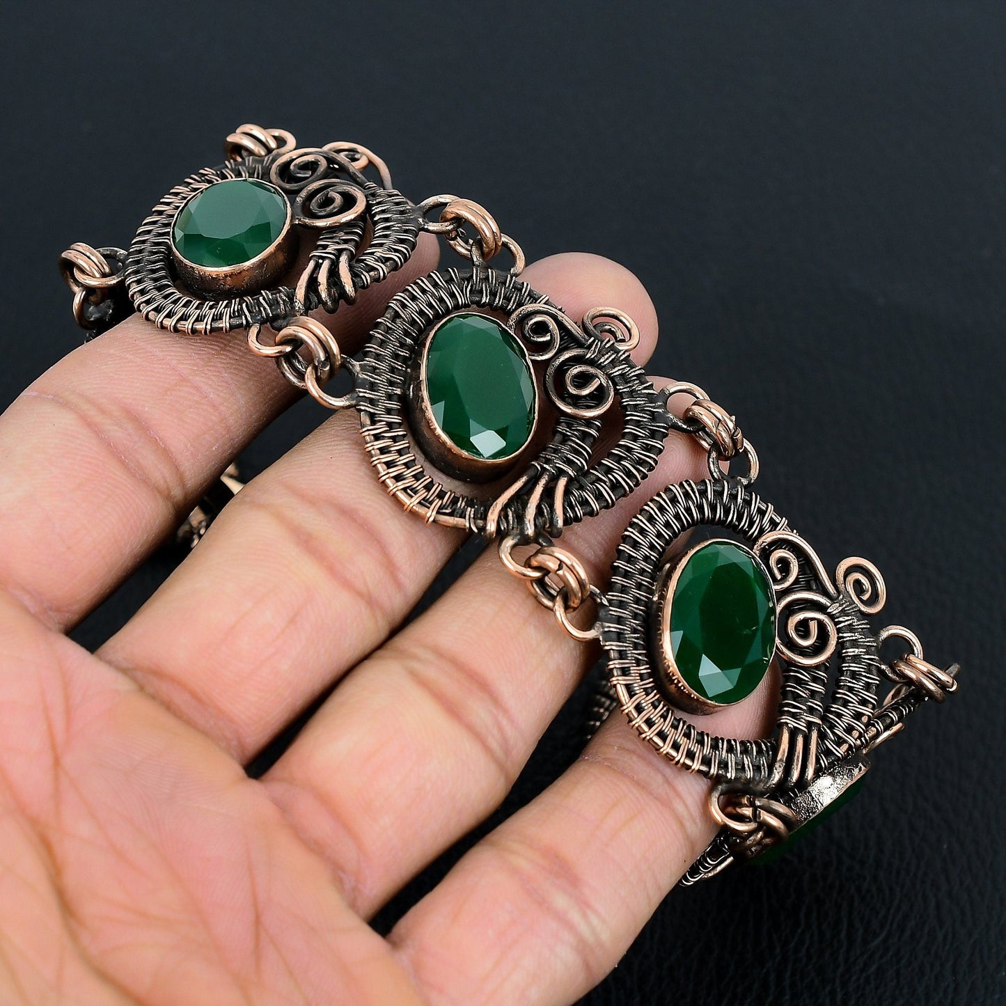 Green Emerald Gemstone Bracelet