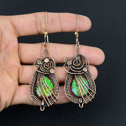 Pink Triplet Opal Gemstone Earrings