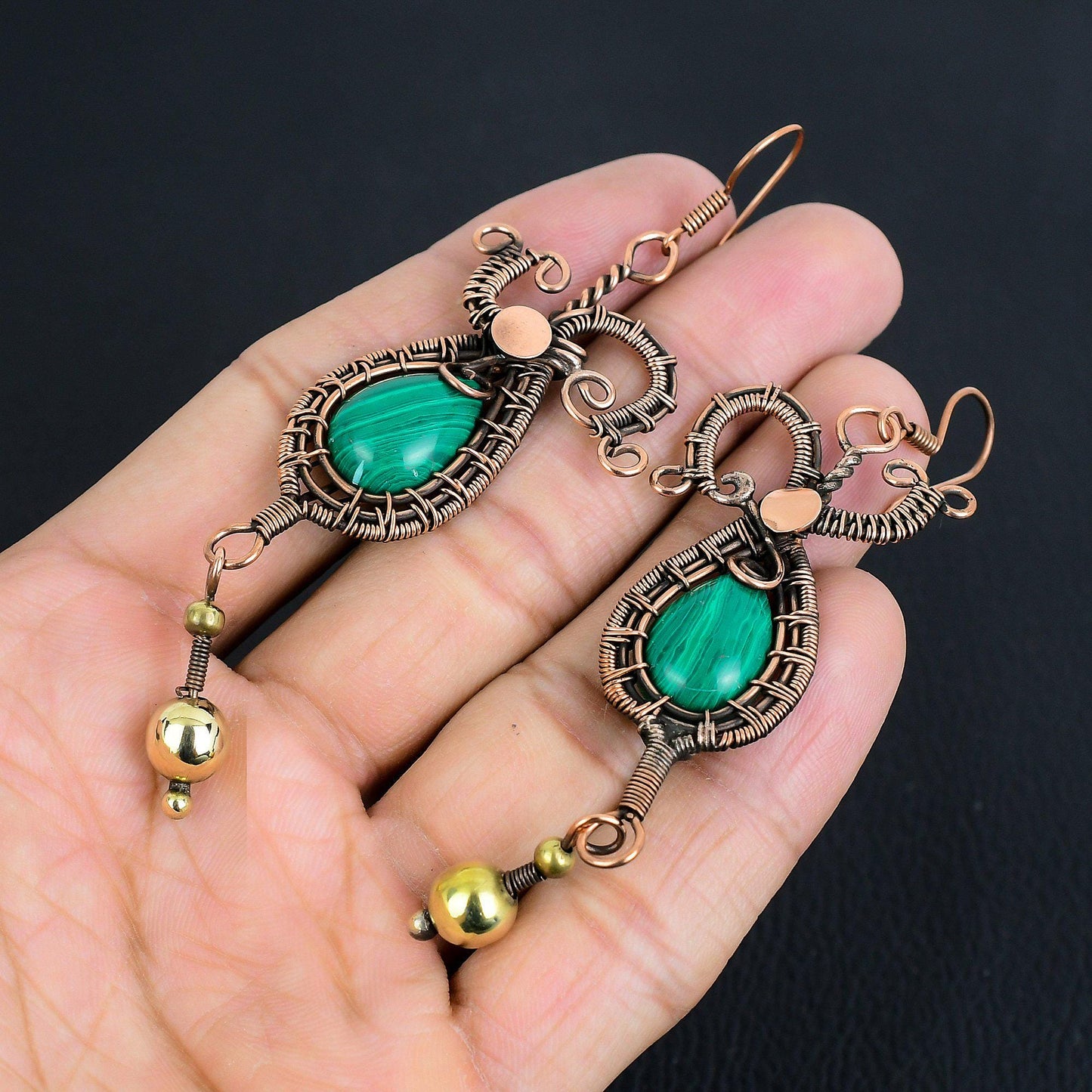 Green Malachite Gemstone Earrings