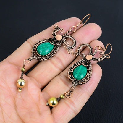 Green Malachite Gemstone Earrings