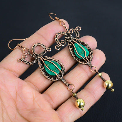 Green Malachite Gemstone Earrings