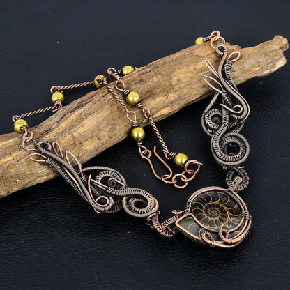 Brown Ammonite Gemstone Necklace