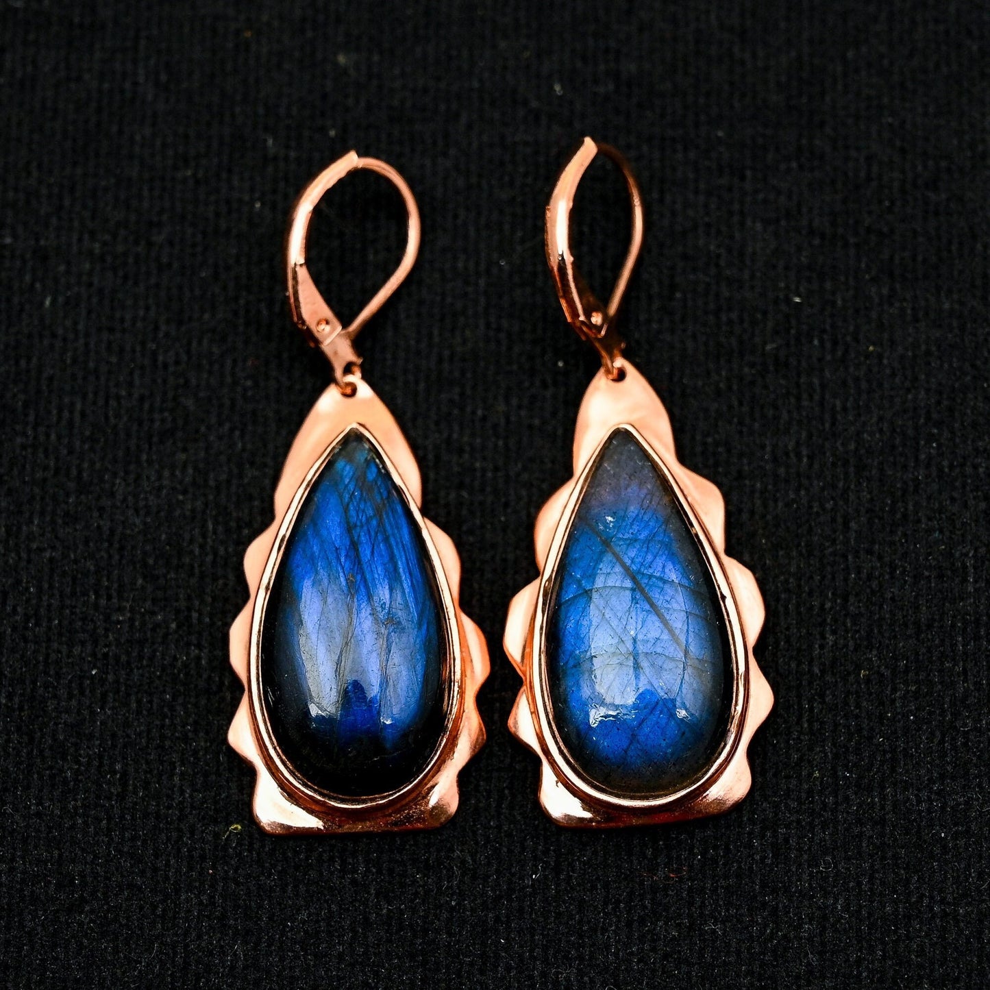 Blue Flash Labradorite Gemstone Earrings