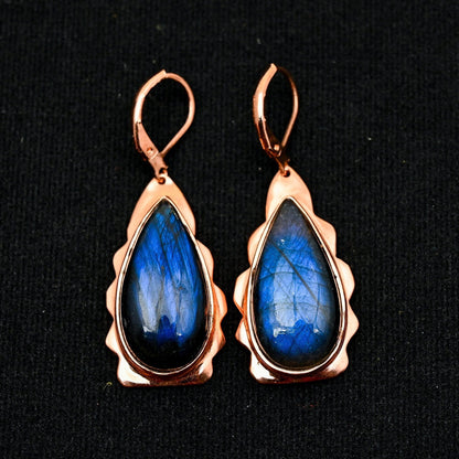 Blue Flash Labradorite Gemstone Earrings
