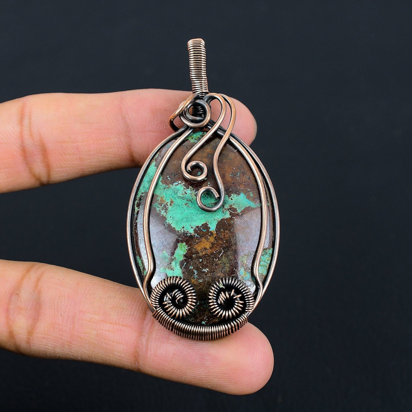 Blue-Green Chrysocolla Gemstone Pendant