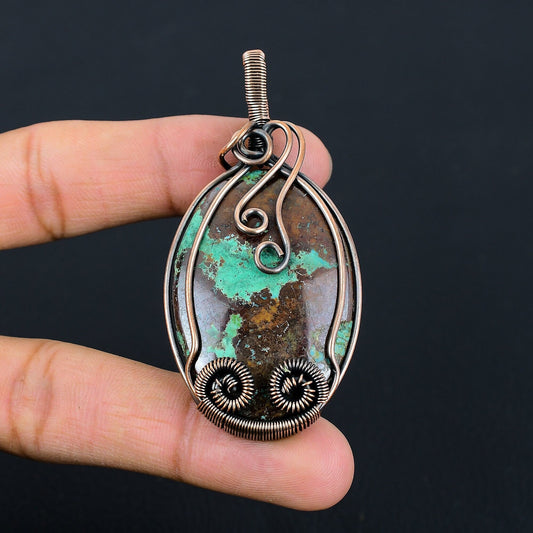 Blue-Green Chrysocolla Gemstone Pendant