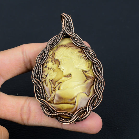 Copper Cameo Gemstone Pendant