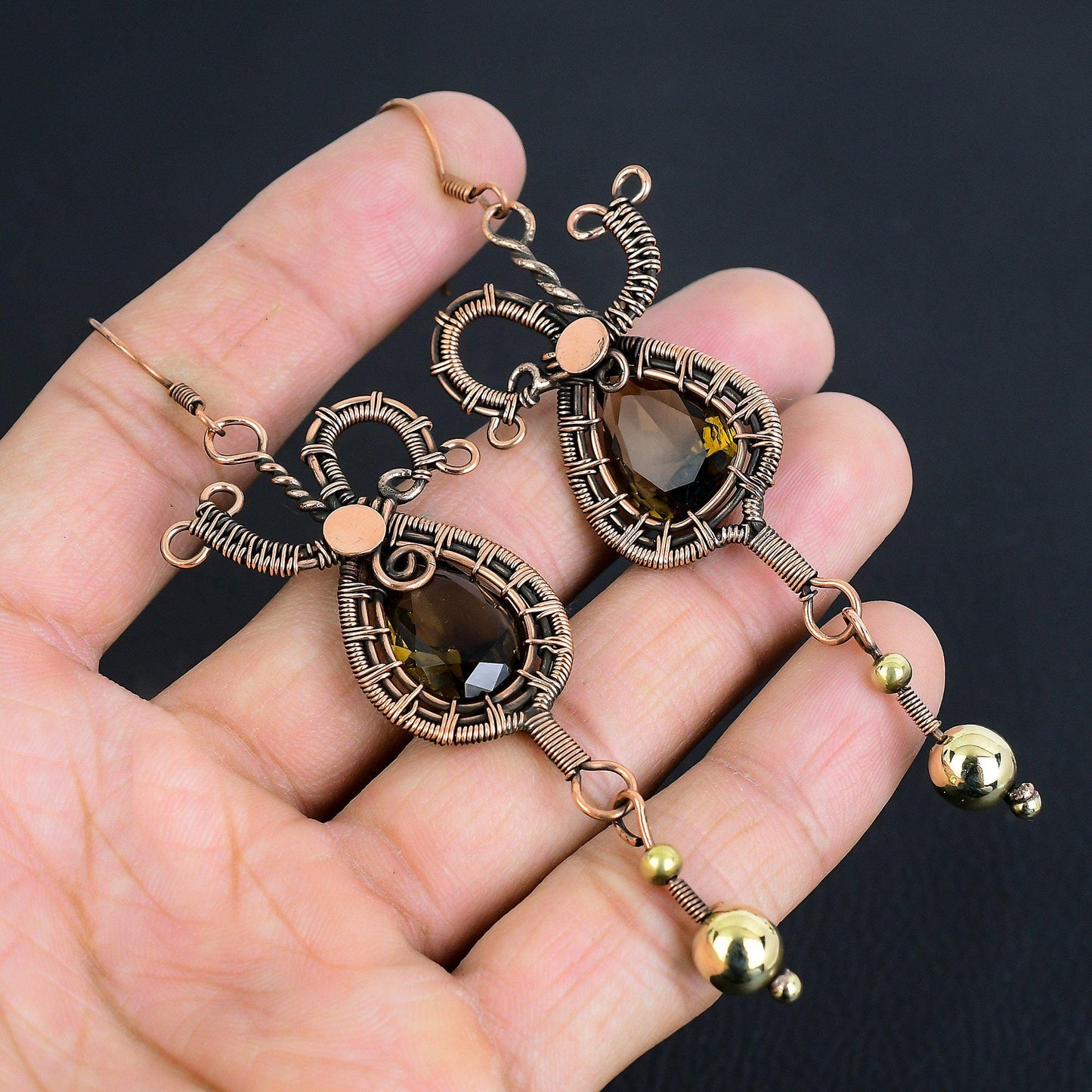 Brown Smoky Topaz Gemstone Earrings