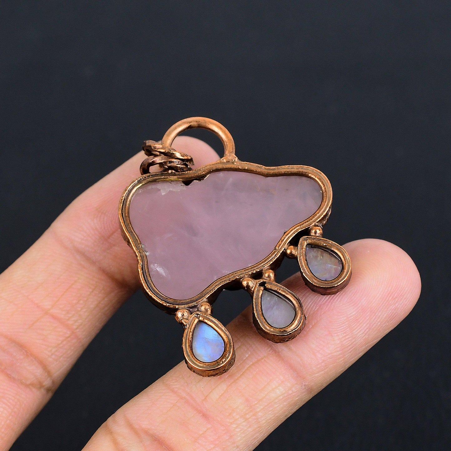 Rose Quartz Gemstone Cloud Pendant Necklace