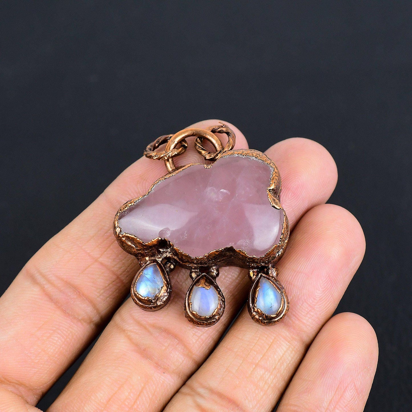 Rose Quartz Gemstone Cloud Pendant Necklace