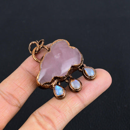 Rose Quartz Gemstone Cloud Pendant Necklace