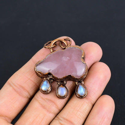 Rose Quartz Gemstone Cloud Pendant Necklace