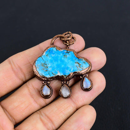 Turquoise Moonstone Gemstone Pendant
