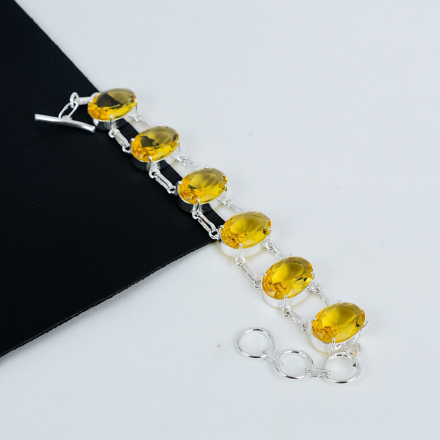 Yellow Citrine Sterling Silver Bracelet