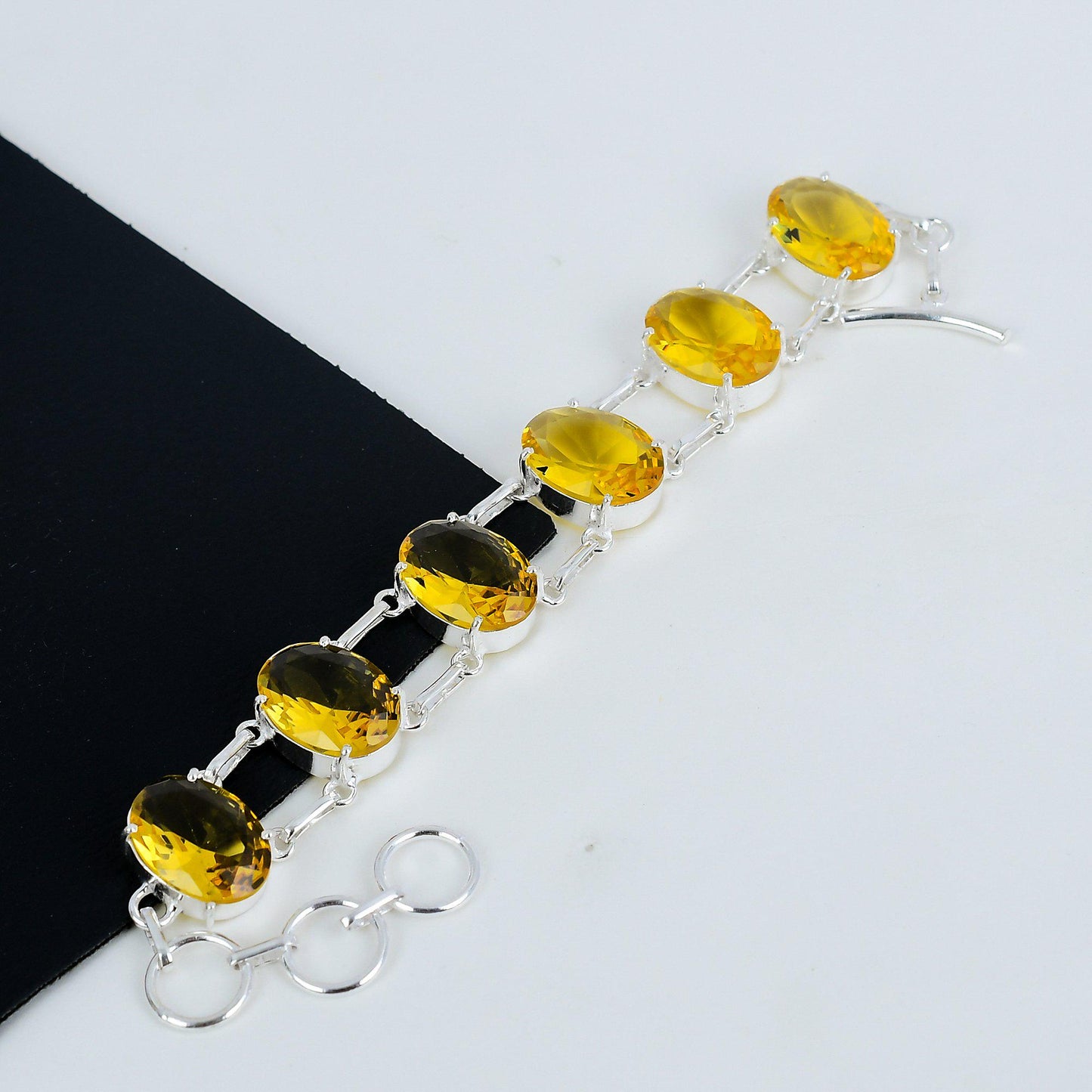 Yellow Citrine Sterling Silver Bracelet