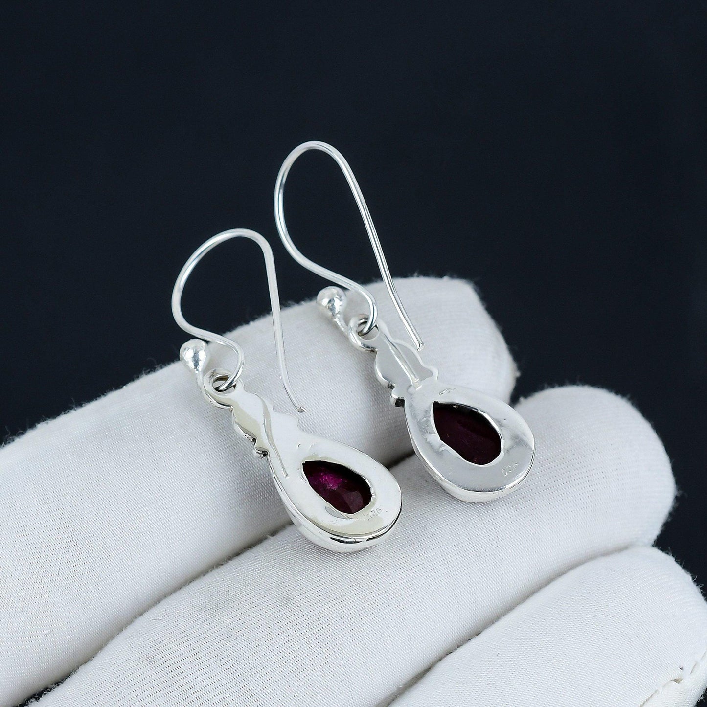 Red Kashmir Ruby Gemstone Dangle Earrings
