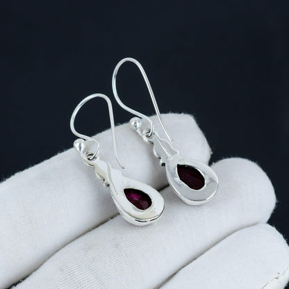 Red Kashmir Ruby Gemstone Dangle Earrings