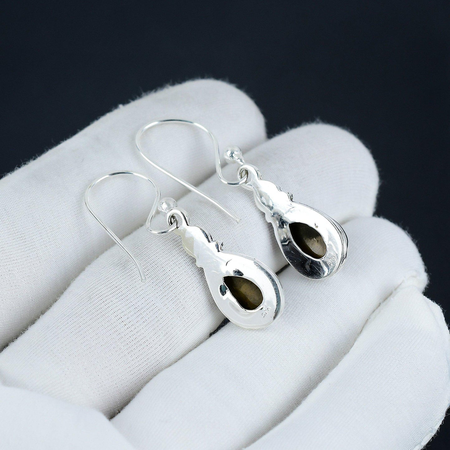 Brown Tiger Eye Gemstone Dangle Earrings