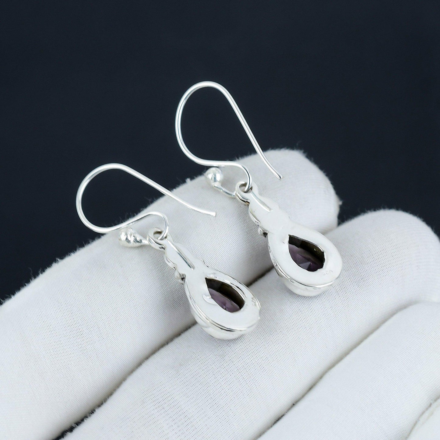 Purple Amethyst Gemstone Drop Earrings