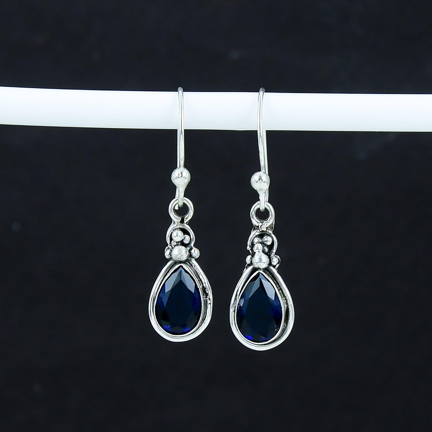 Blue Sapphire Teardrop Dangle Earring