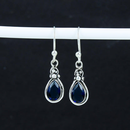 Blue Sapphire Teardrop Dangle Earring