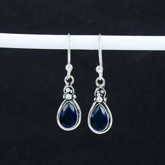 Blue Sapphire Teardrop Dangle Earring
