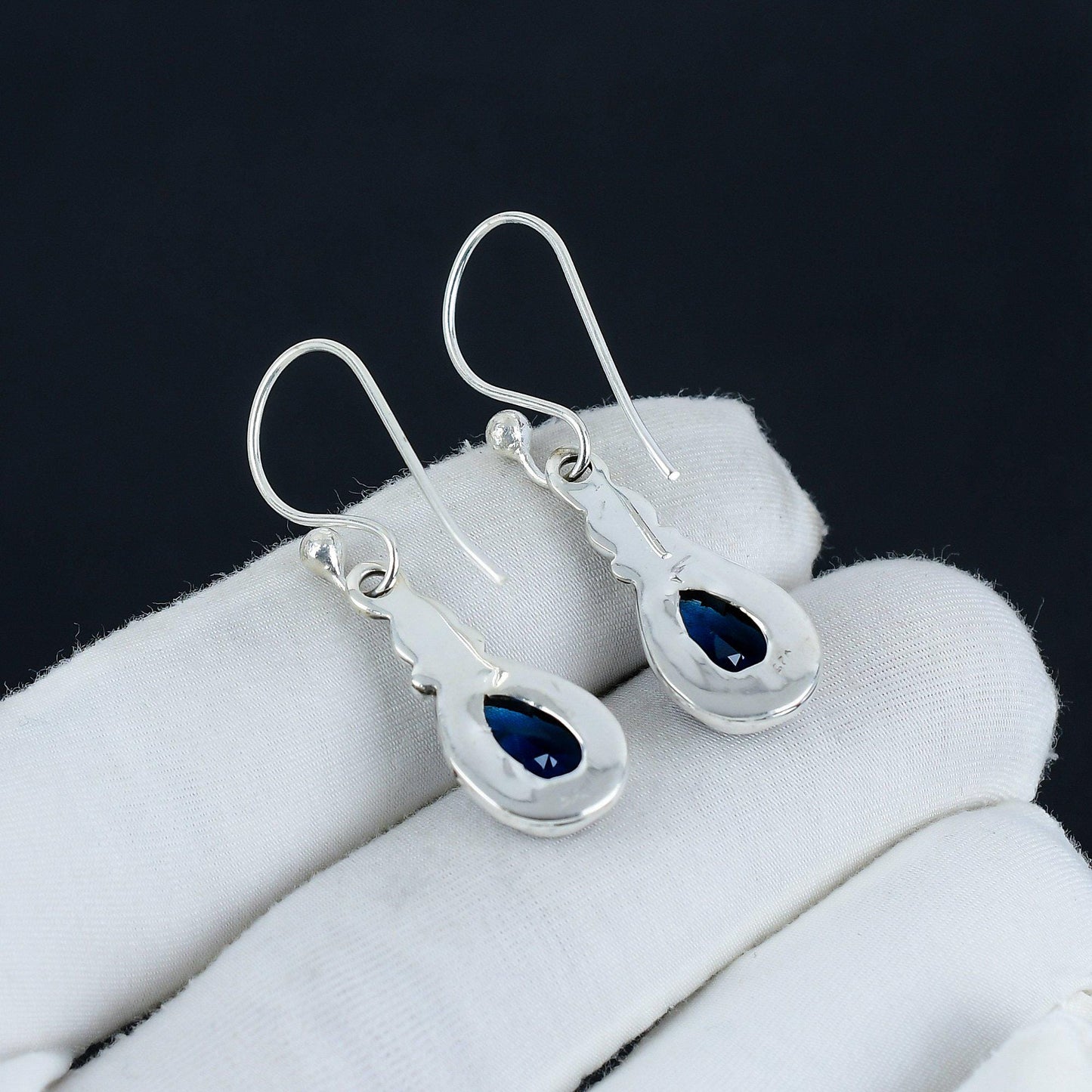 Blue Sapphire Teardrop Dangle Earring