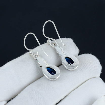 Blue Sapphire Teardrop Dangle Earring