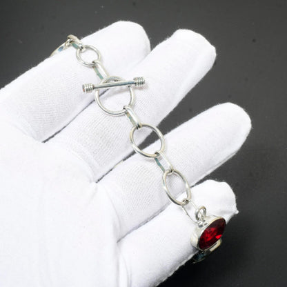 Multi-Color Gemstone Sterling Silver Bracelet