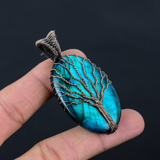 Neon Blue Labradorite Gemstone Pendant