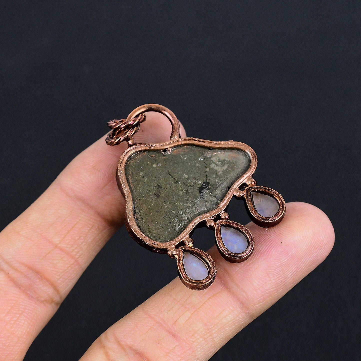 Golden Pyrite Moonstone Gemstone Pendant