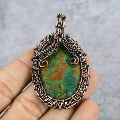 Blue Green Azurite Malachite Gemstone Pendant