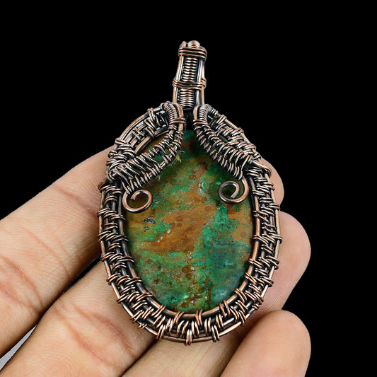Blue Green Azurite Malachite Gemstone Pendant