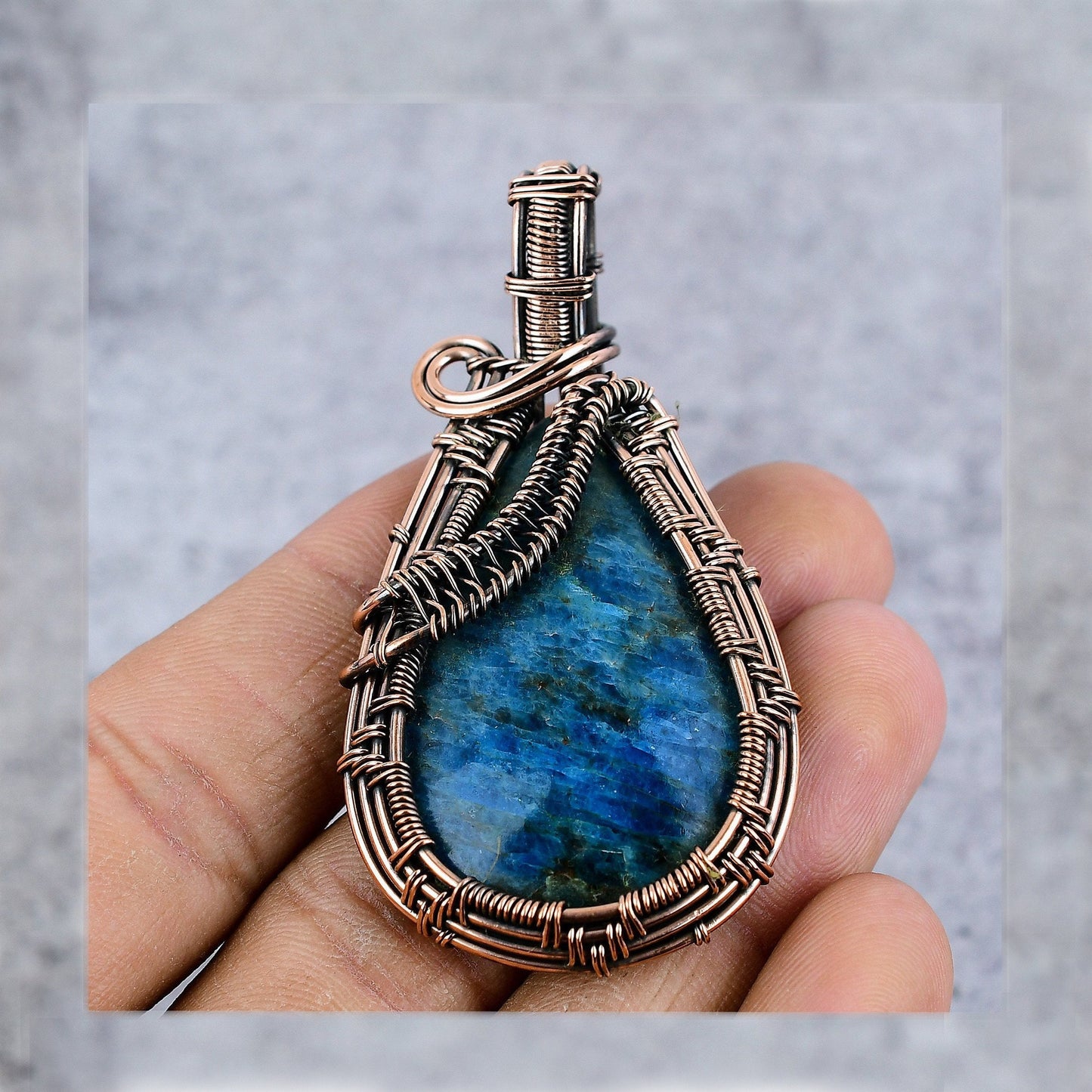 Neon Blue Apatite Gemstone Pendant