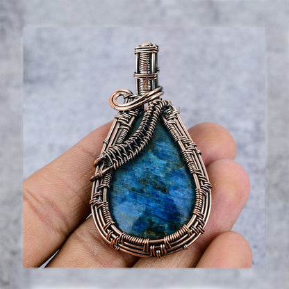 Neon Blue Apatite Gemstone Pendant