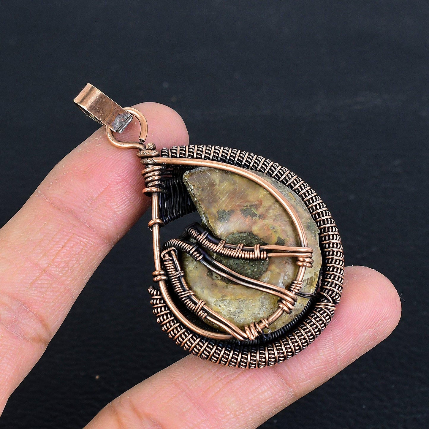 Brown Ammonite Gemstone Pendant