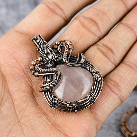 Pink Rose Quartz Gemstone Pendant