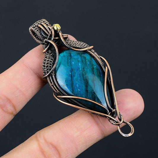 Neon Blue Labradorite Gemstone Pendant