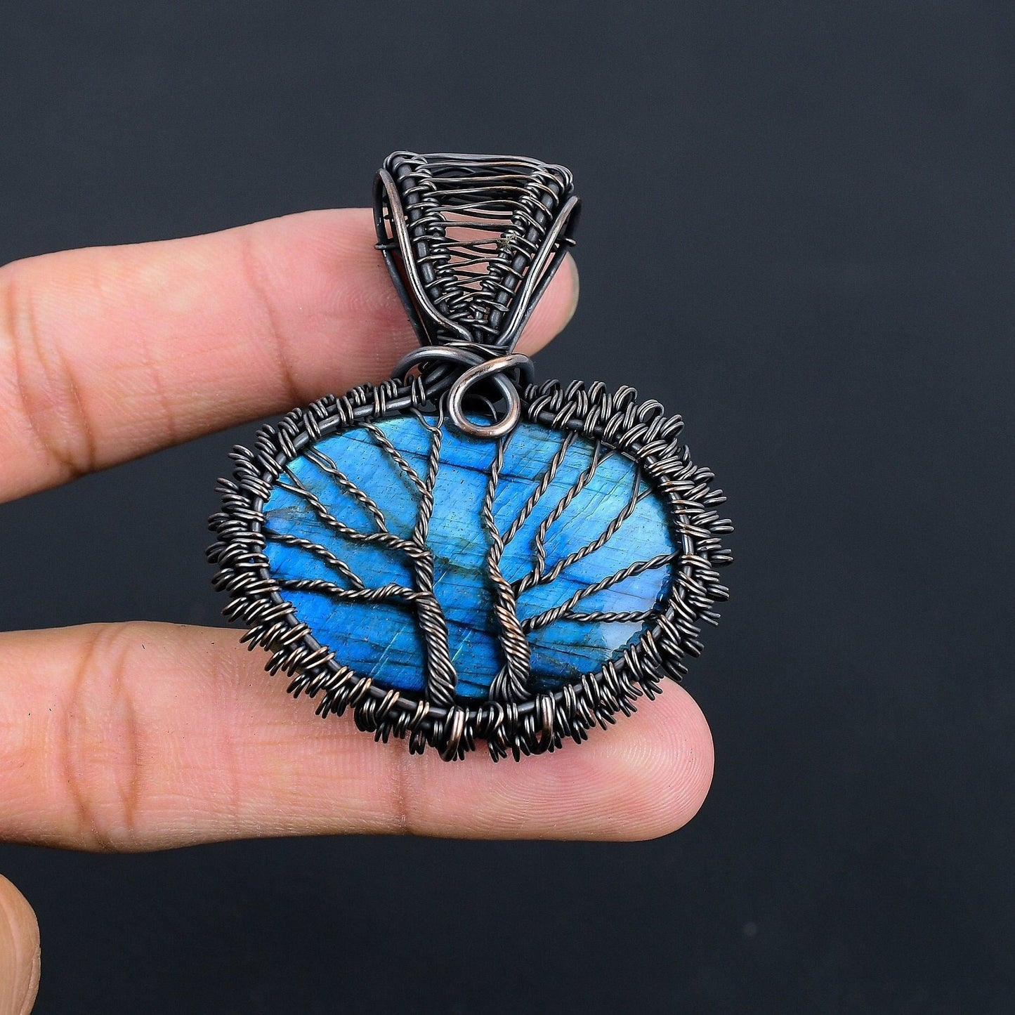 Blue Fire Labradorite Gemstone Pendant