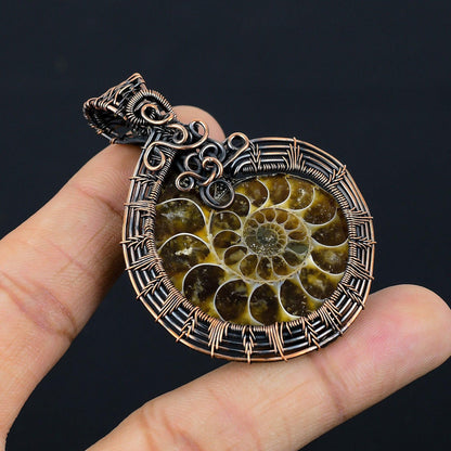 Copper Ammonite Gemstone Pendant