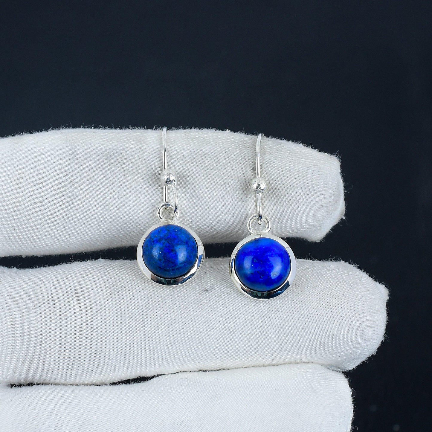 Blue Lapis Lazuli 925 Sterling Silver Earrings