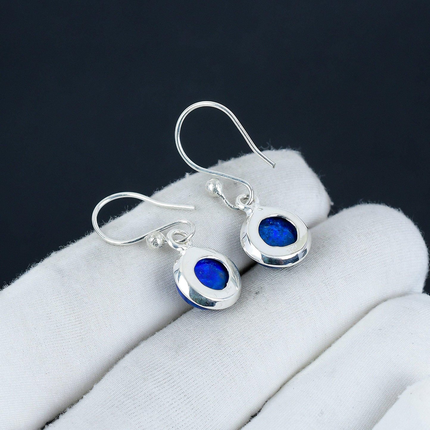 Blue Lapis Lazuli 925 Sterling Silver Earrings