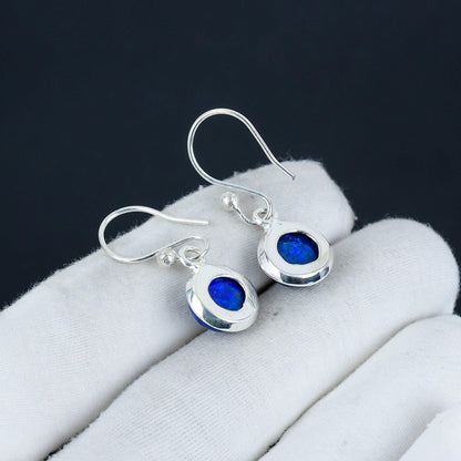 Blue Lapis Lazuli 925 Sterling Silver Earrings