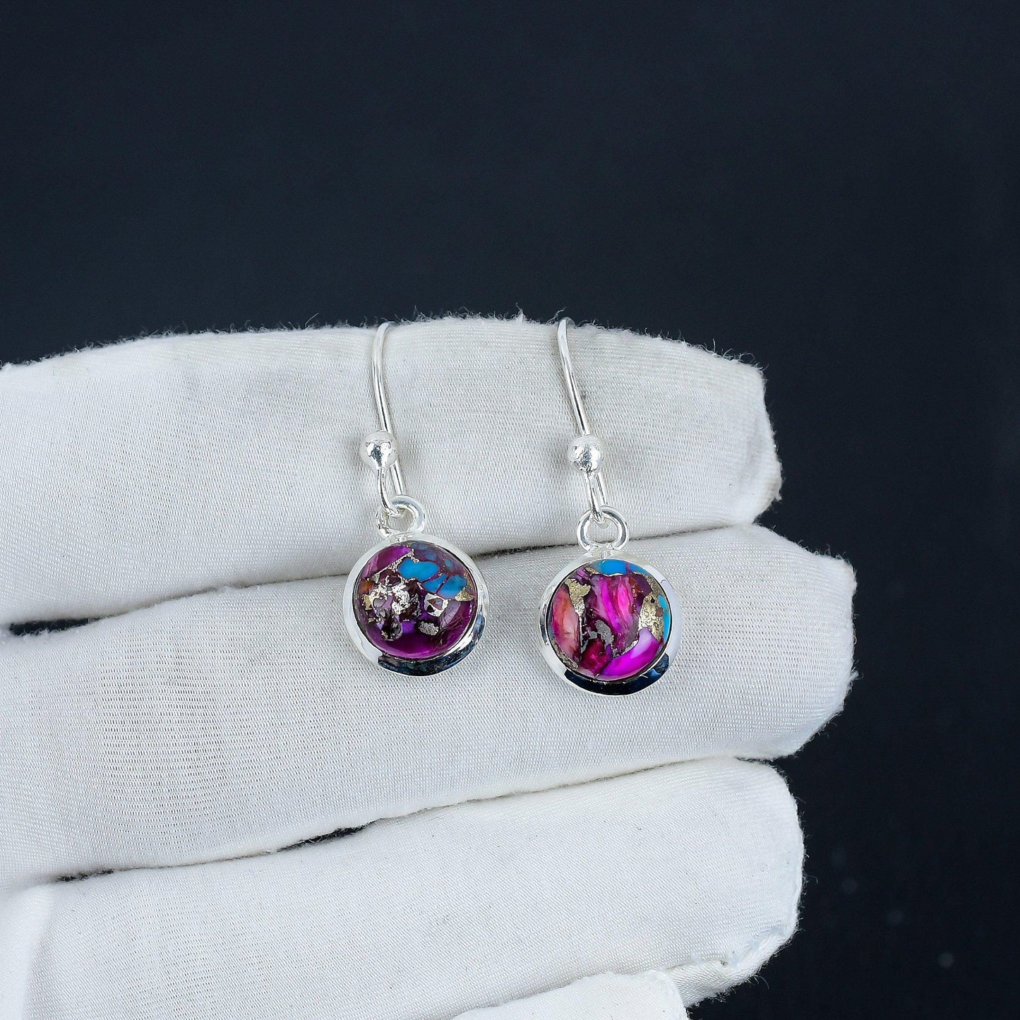 Pink Turquoise Gemstone Earrings